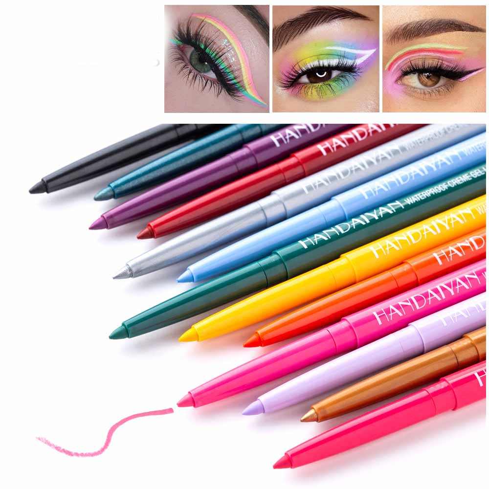 Set of 20 colorful waterproof neon liquid eyeliners for vibrant cat eye makeup look