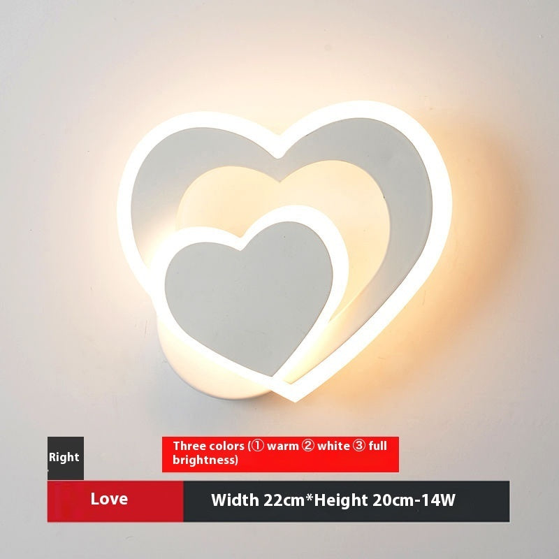 LED Heart-shaped Creative Bedroom Living Room Road Background Wall Bedside Lamp