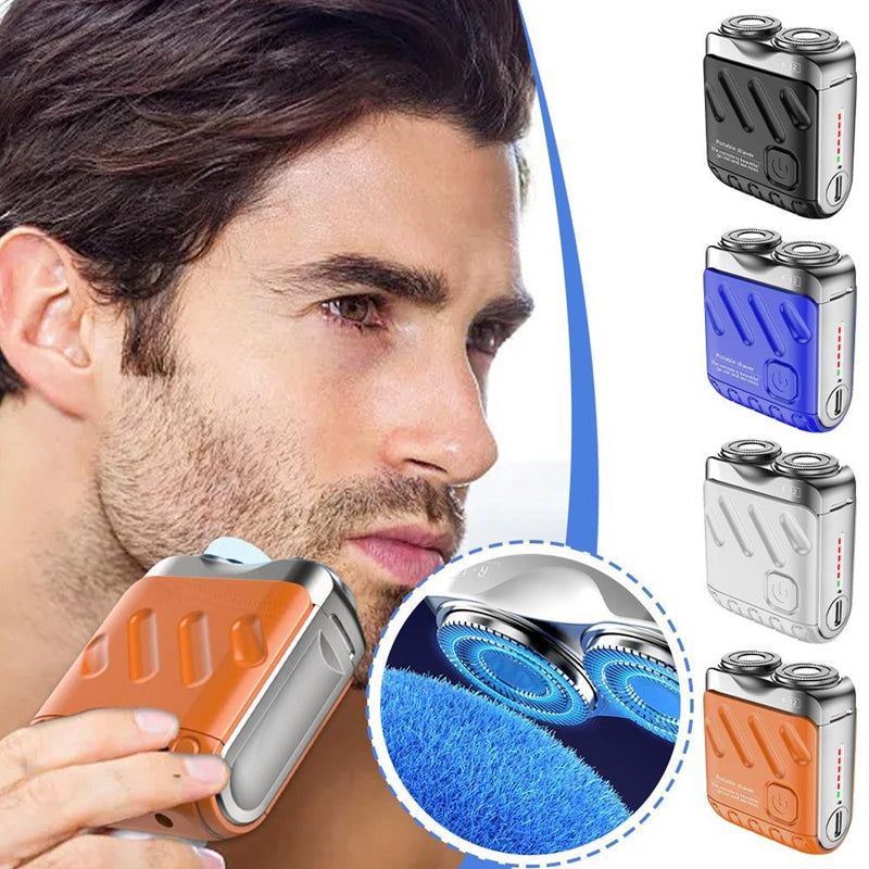 PocketPro Dual-Ring Travel Shaver ultra-compact waterproof cordless electric shaver with dual floating rotary blades for smooth close shave