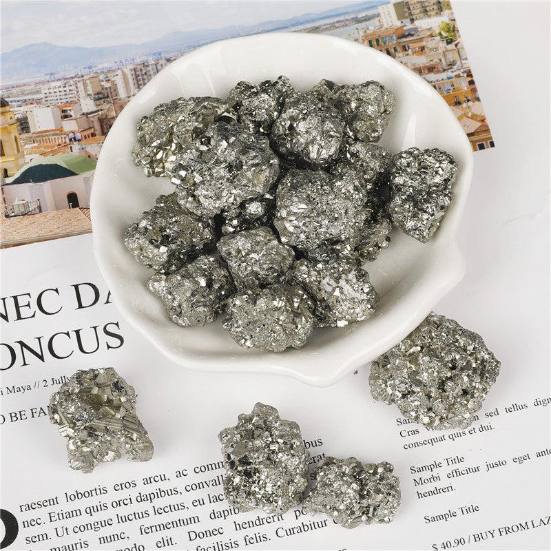 Selected Grade A Natural Pyrite rough yellow iron ore stone for decoration, irregular shape, natural American style gem