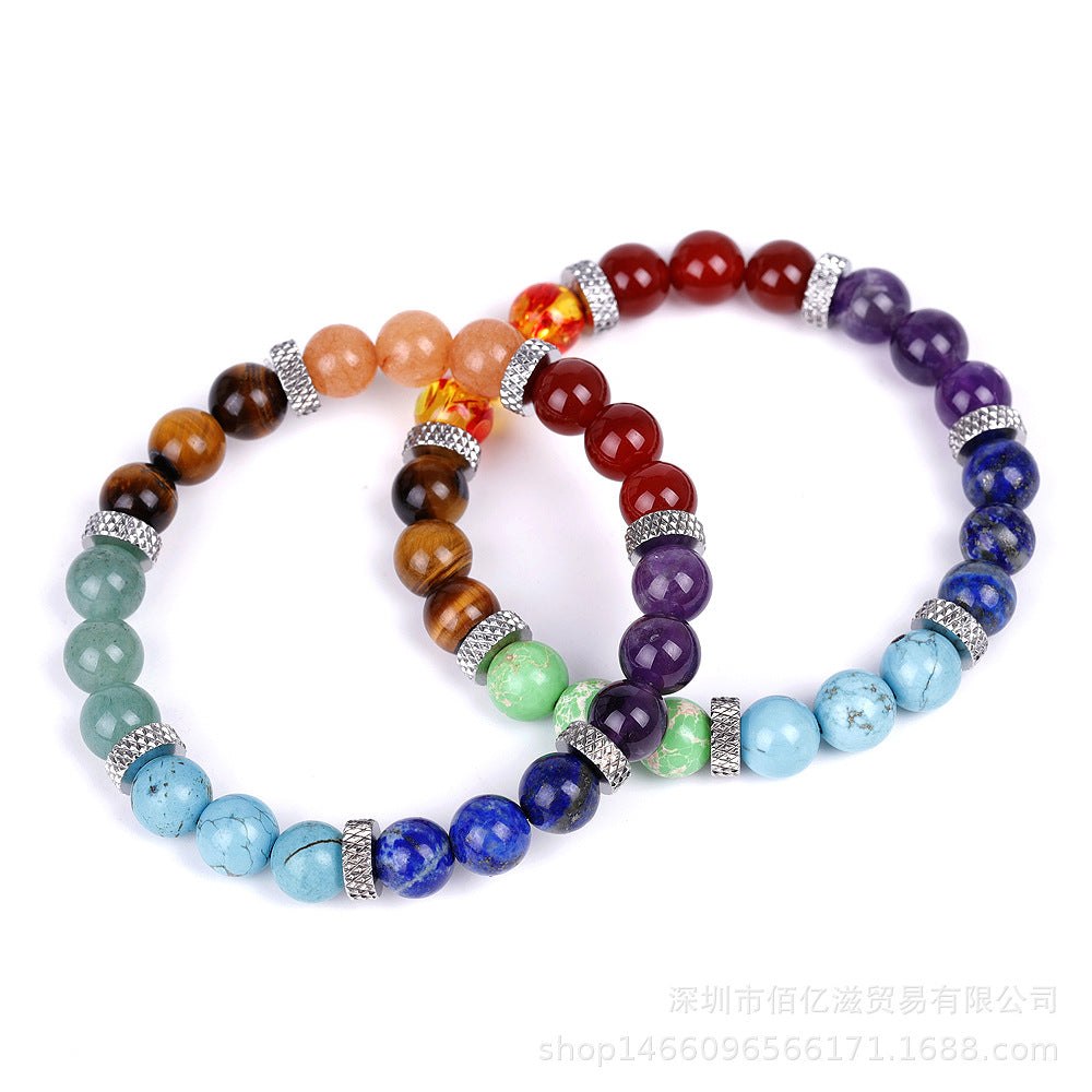 Natural Stone Colorful 7 Chakra Energy Yoga Bracelet