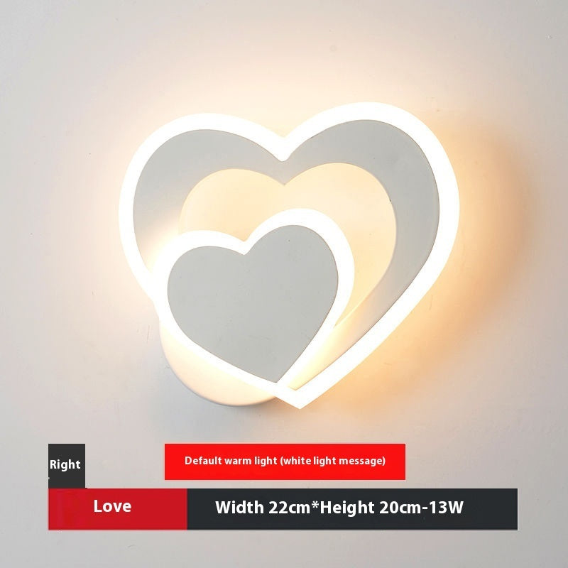 LED Heart-shaped Creative Bedroom Living Room Road Background Wall Bedside Lamp