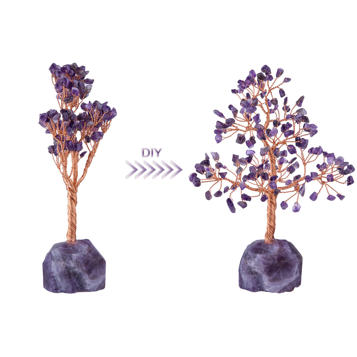 Natural Crystal Rough Stone Base Fortune Tree Ornament