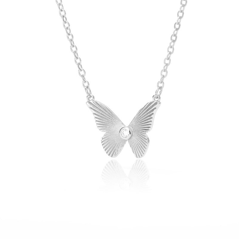 Butterfly Zircon Pendant Necklace Gold Plated Necklace