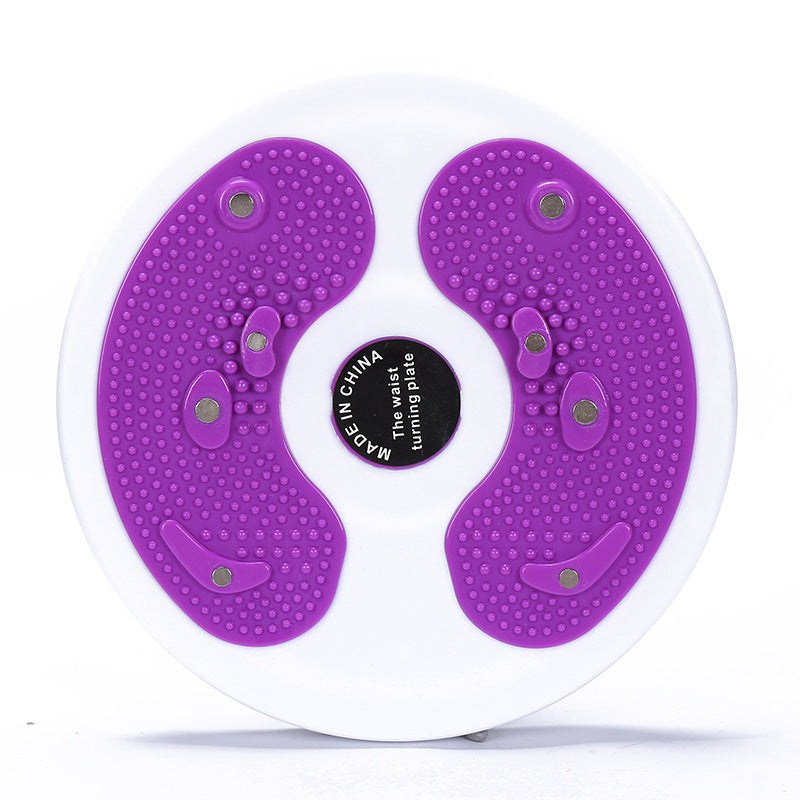 Purple and white waist turning plate on a white background